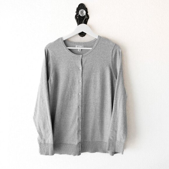 croft & barrow Sweaters - Croft & Barrow Women’s 1X Gray Button Front Cardigan Sweater Soft Classic Layer